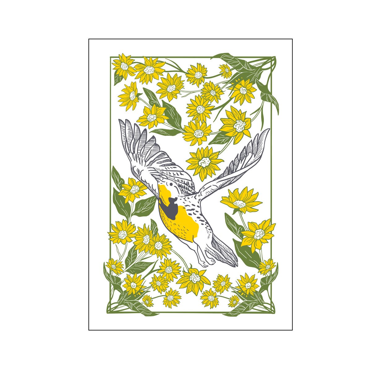Meadowlark Wildflowers Kitchen Tea Towel