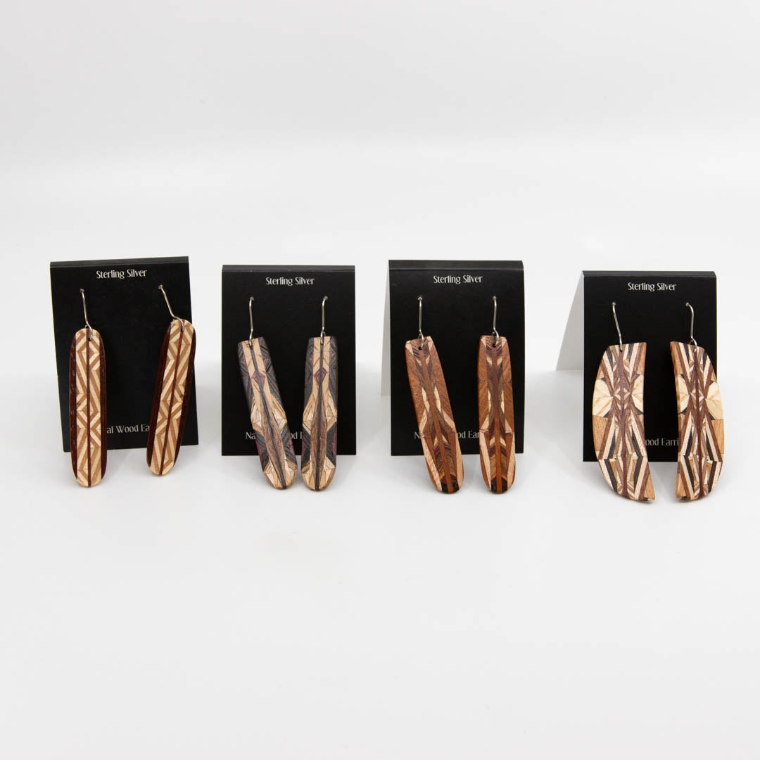 WOODEN LONG EARRINGS