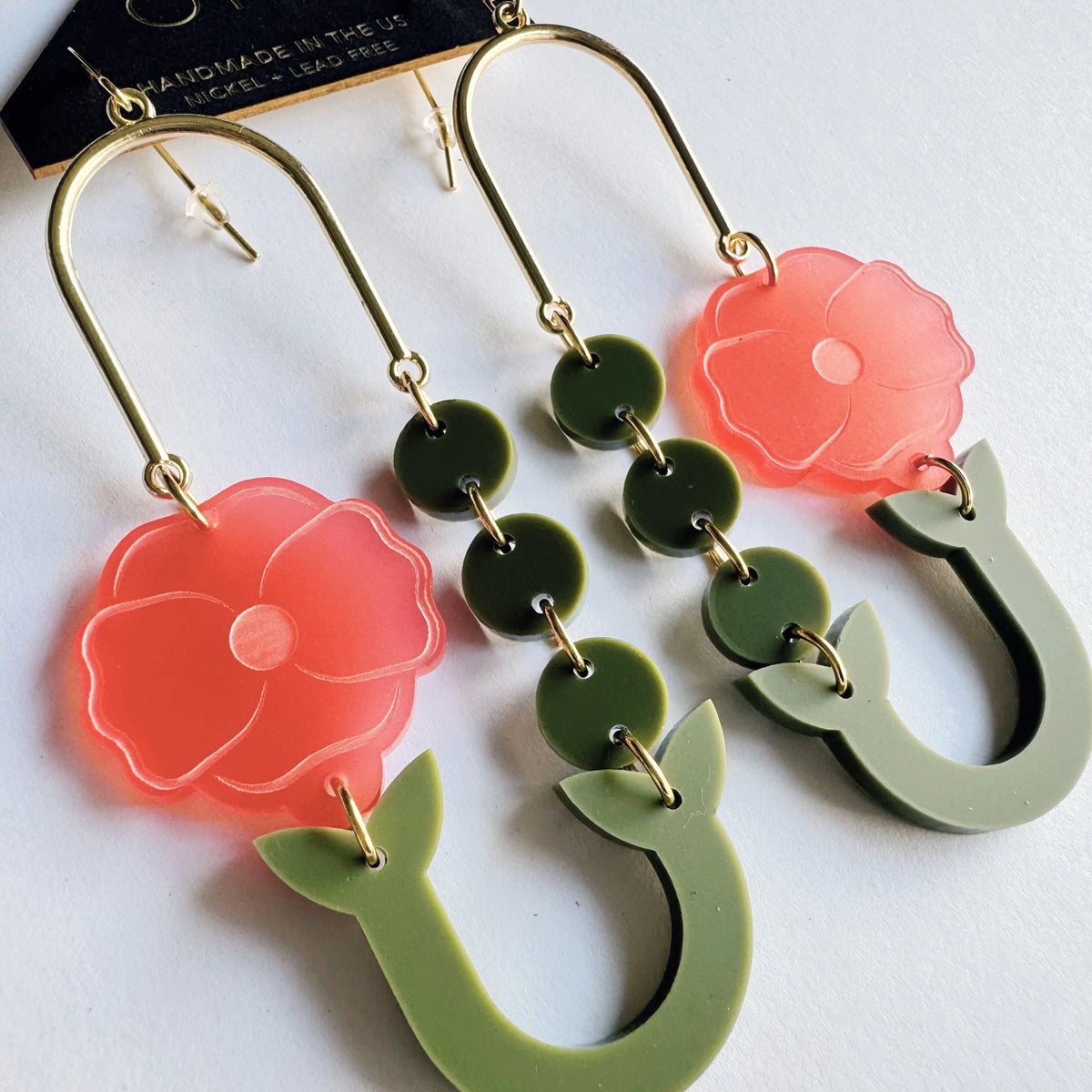 Poppy Loop Earrings: Red