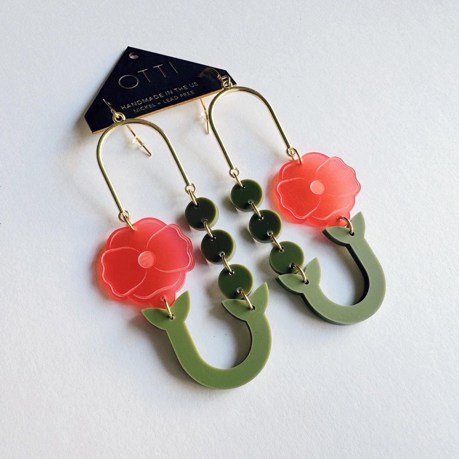 Poppy Loop Earrings: Red
