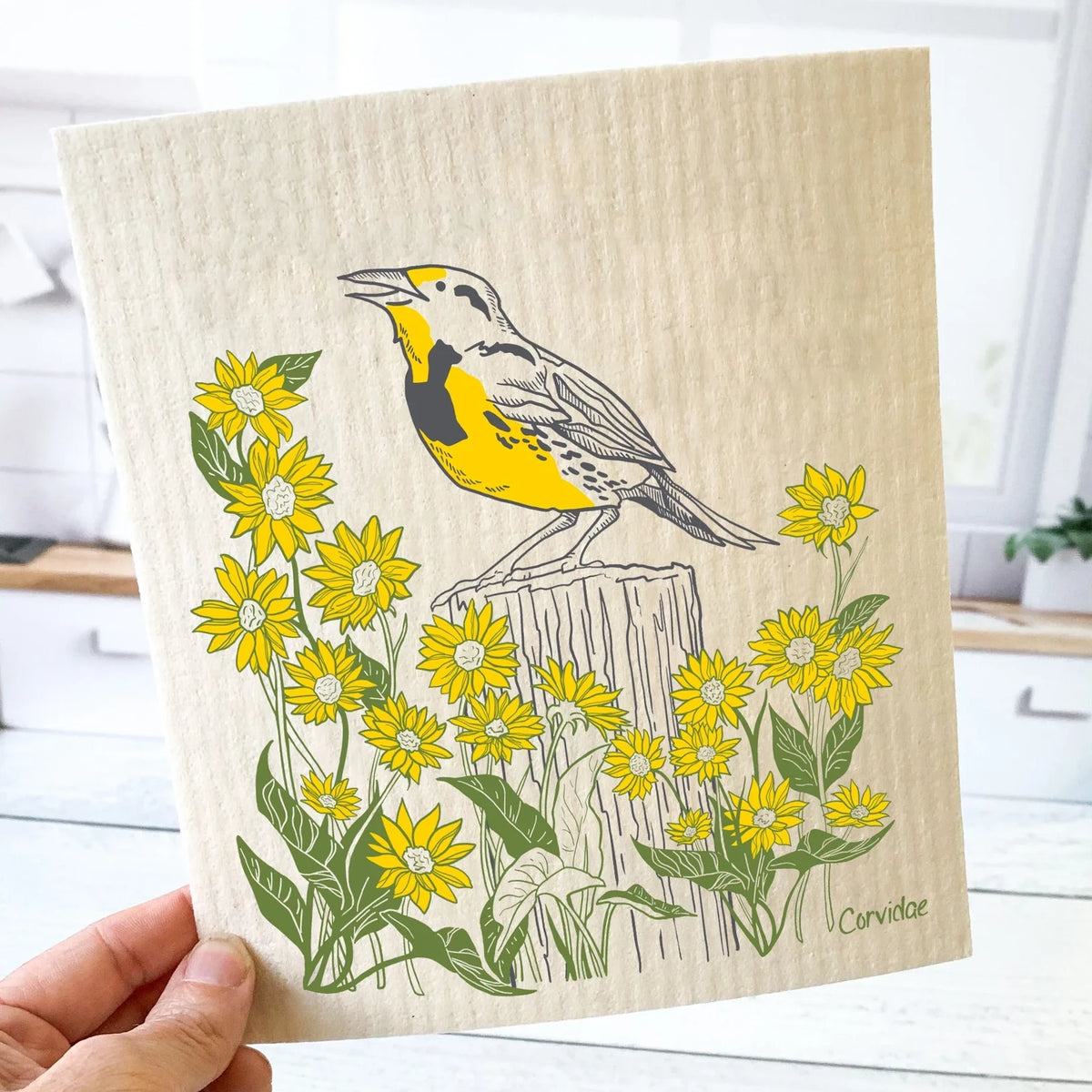 Meadowlark Wildflowers Swedish Dishcloth