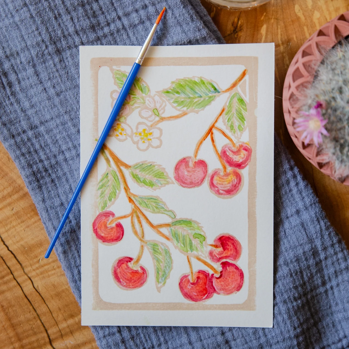 Cherry Watercolor Card Kit