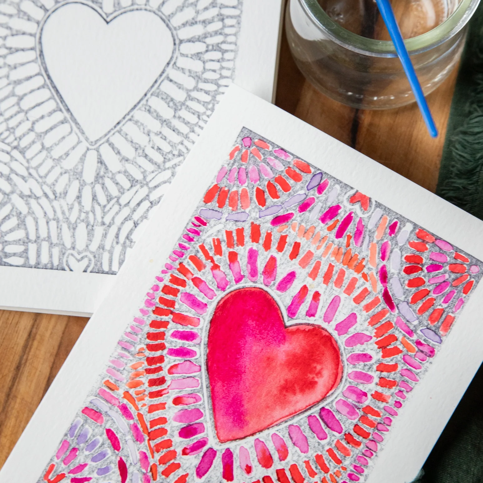 Heart Mosaic Watercolor Card Kit