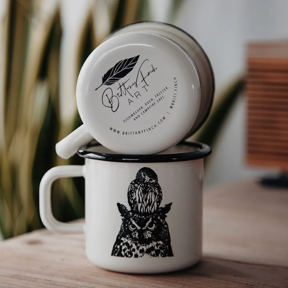Owls Enamel Mug