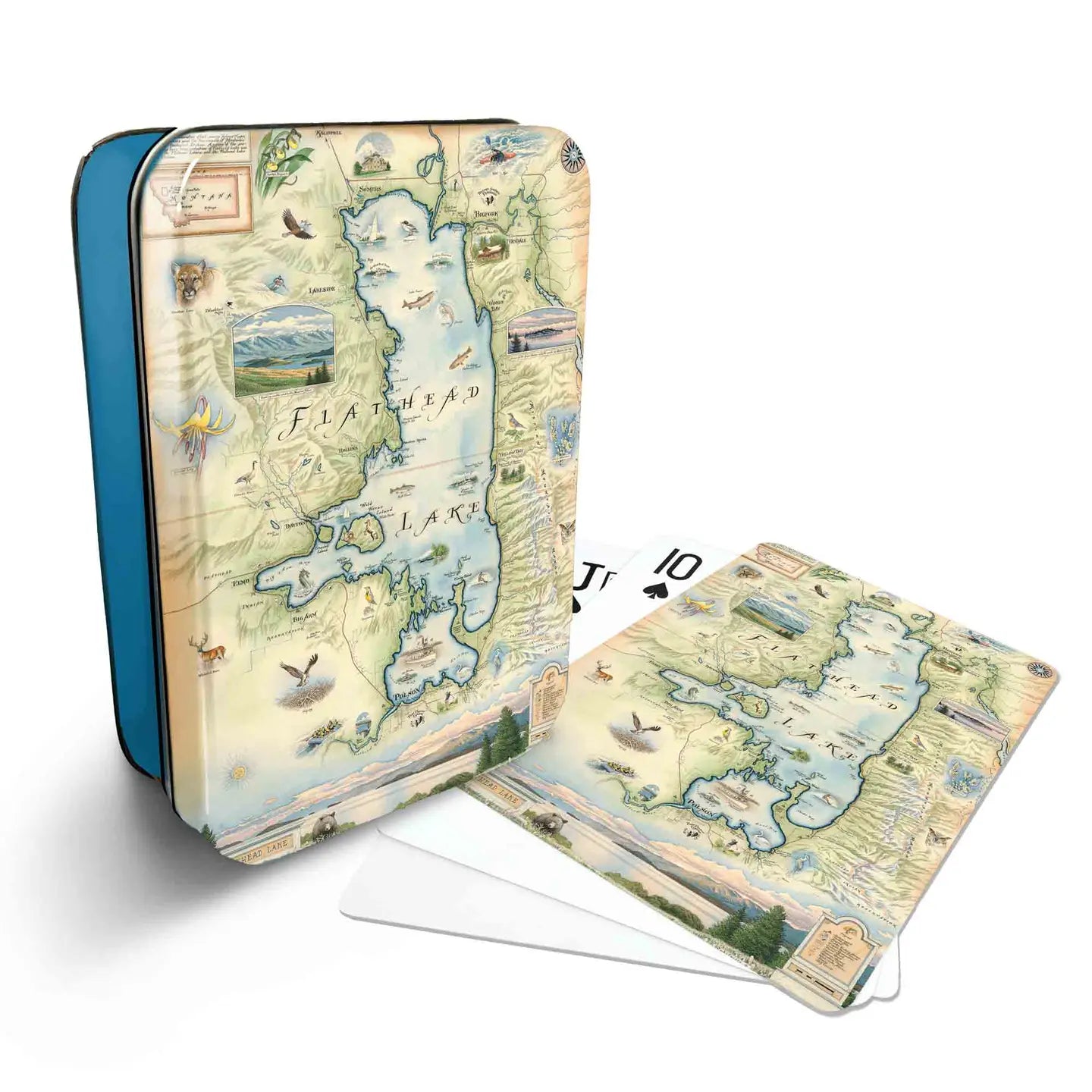 Flathead Lake Map Playing Cards