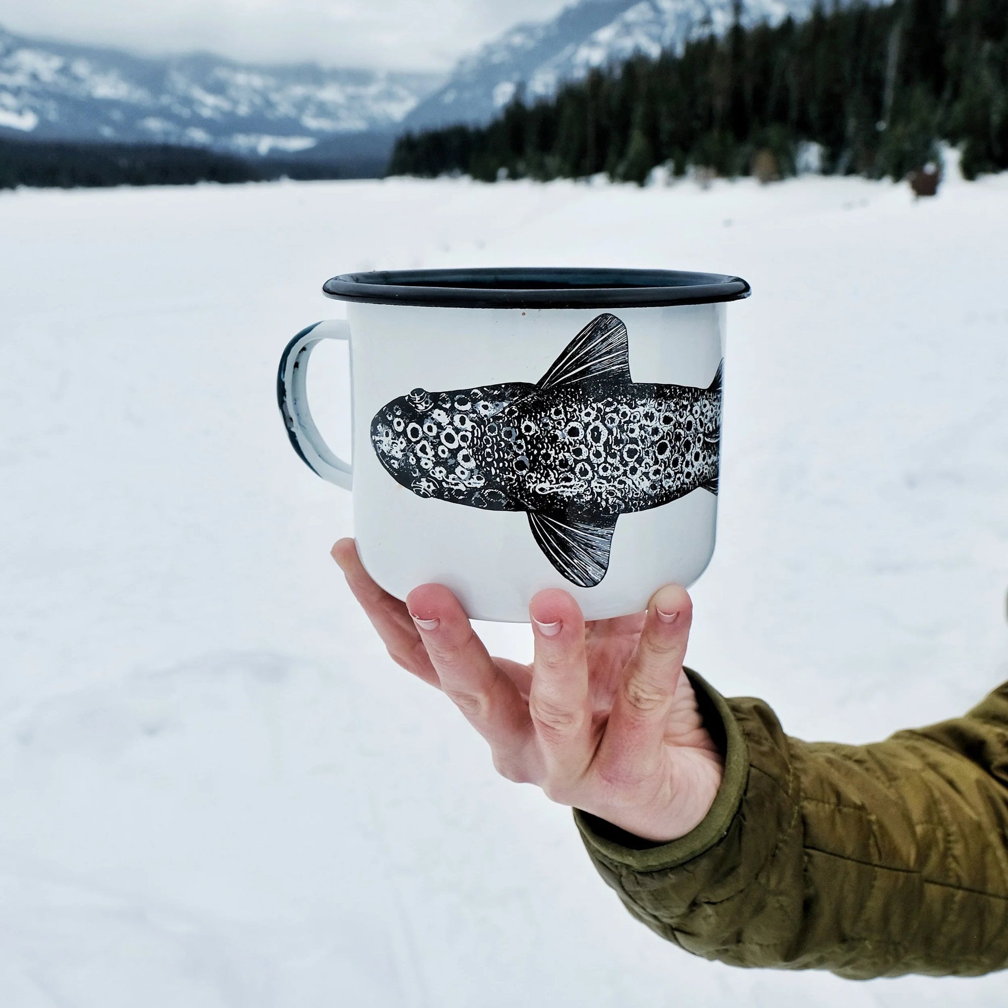 Brown Trout Enamel Mug