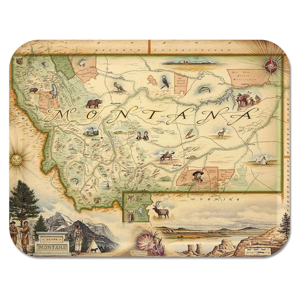 Montana Map Wooden Serving Trays