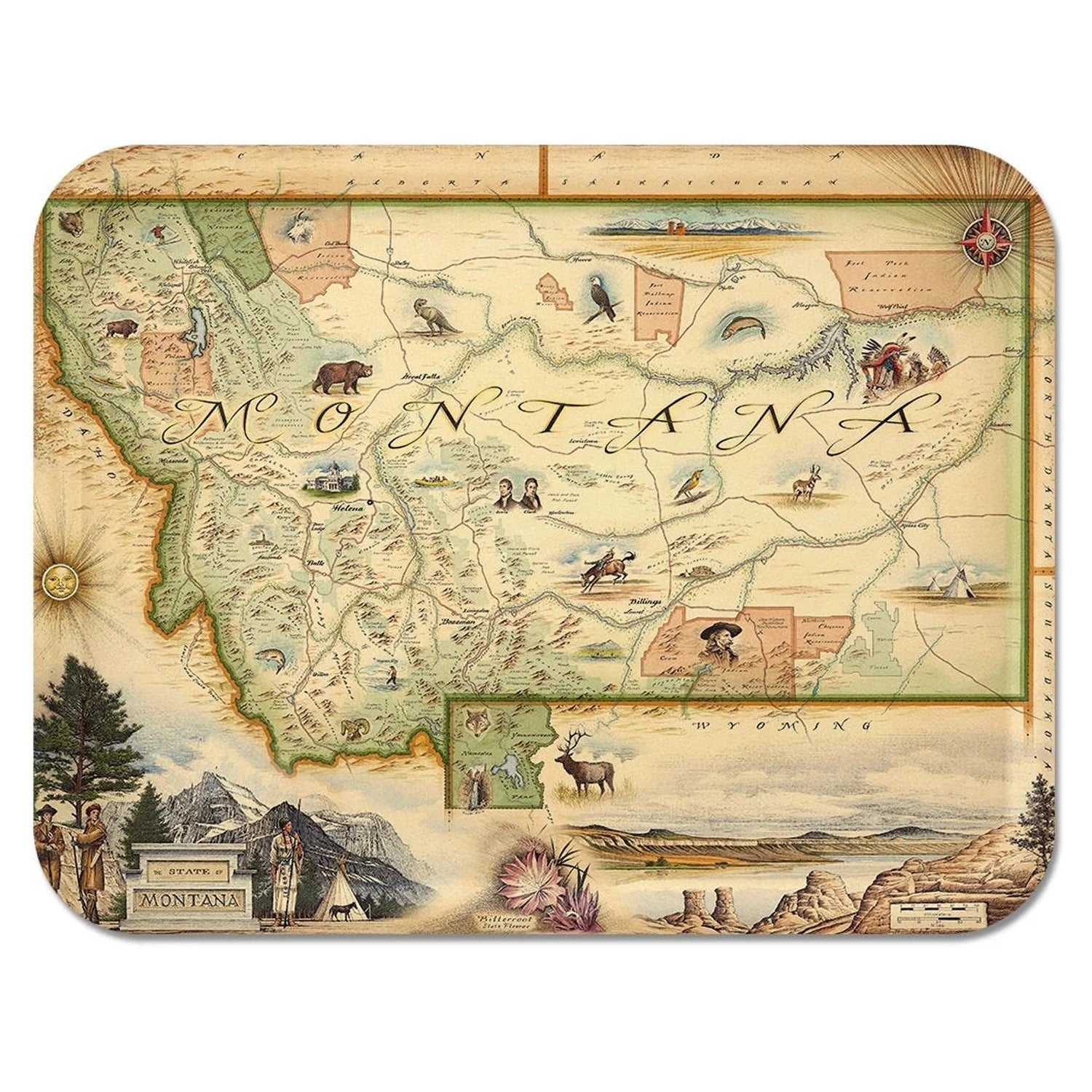 Montana Map Wooden Serving Trays