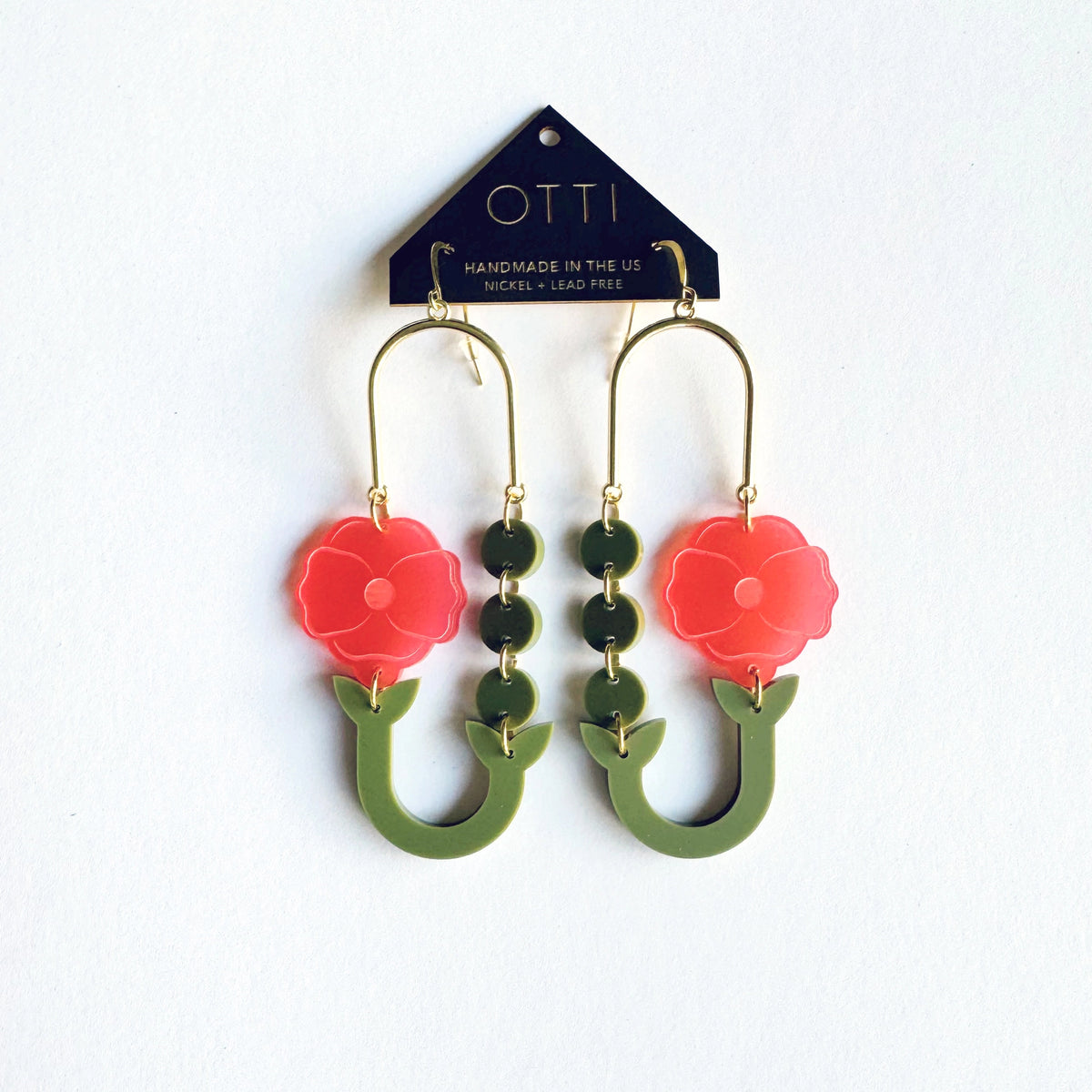 Poppy Loop Earrings: Red