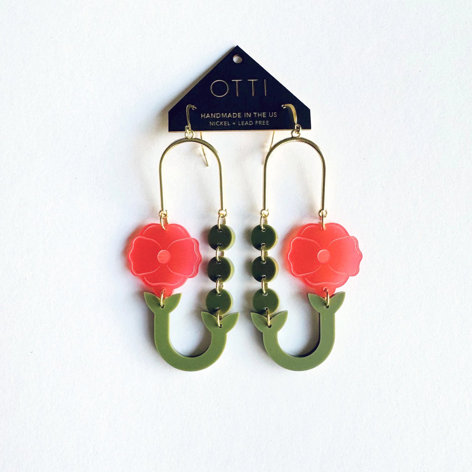 Poppy Loop Earrings: Red