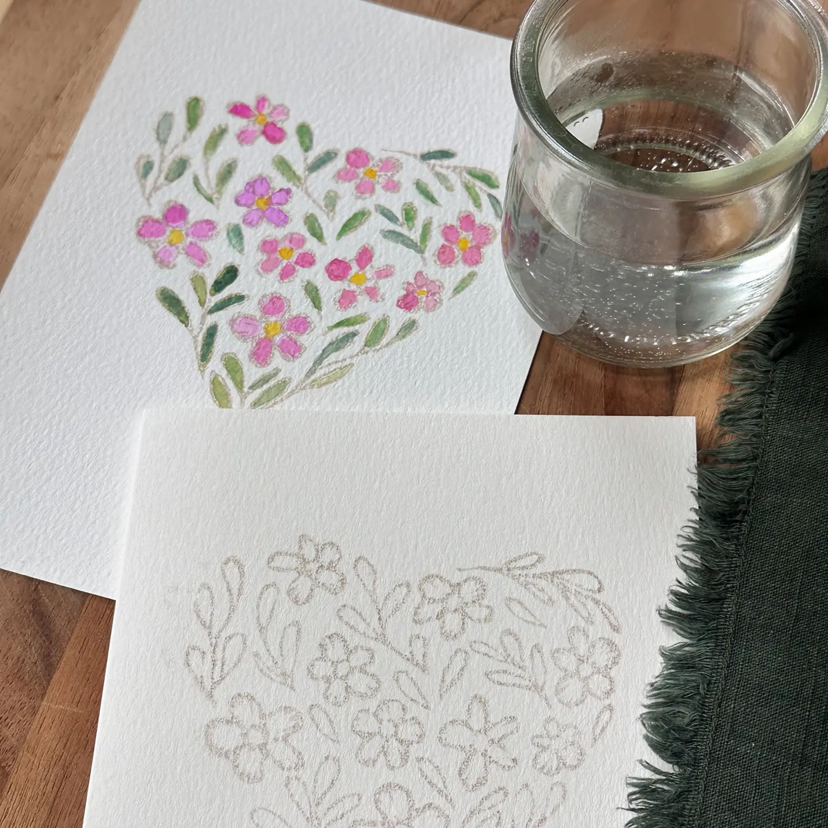 Heart of Flowers Watercolor Card Kit
