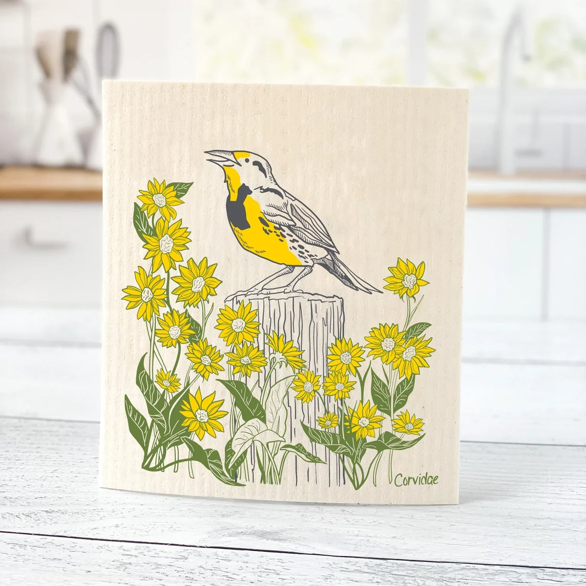 Meadowlark Wildflowers Swedish Dishcloth