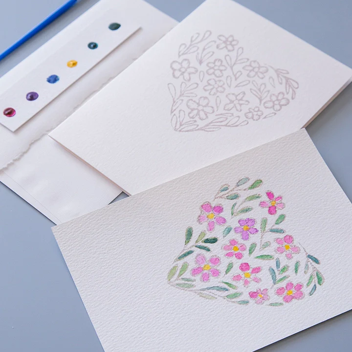 Heart of Flowers Watercolor Card Kit