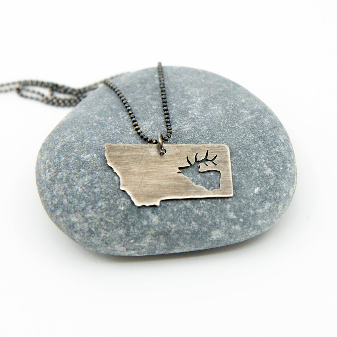 Montana Elk Silhouette Necklace