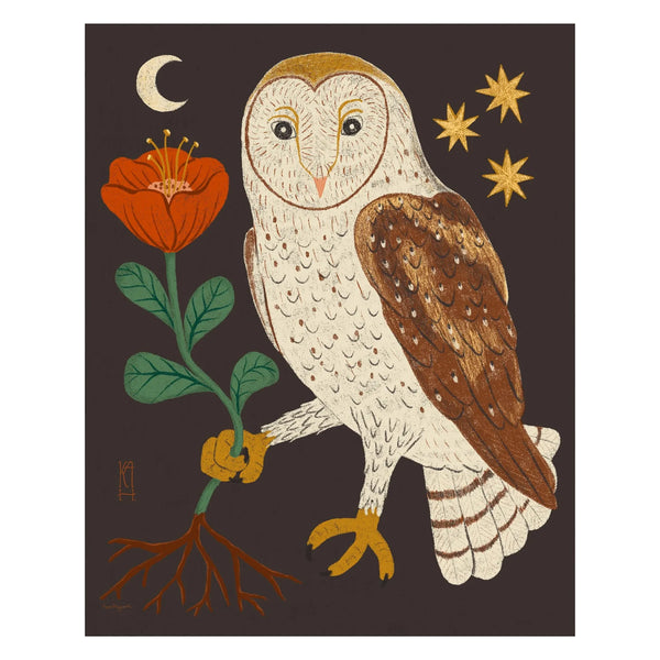 置物 59. The magnificent barn owl hand-painte Kent Ambler | Barn Owl #1 11x14 | Woodblock Print – The Artisan's