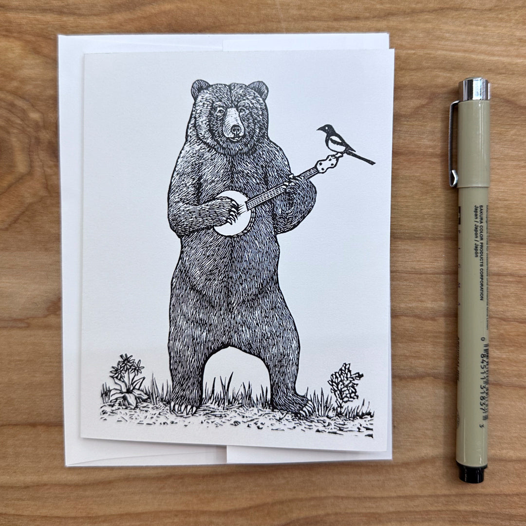 Banjo Bear Card - handMADE Montana