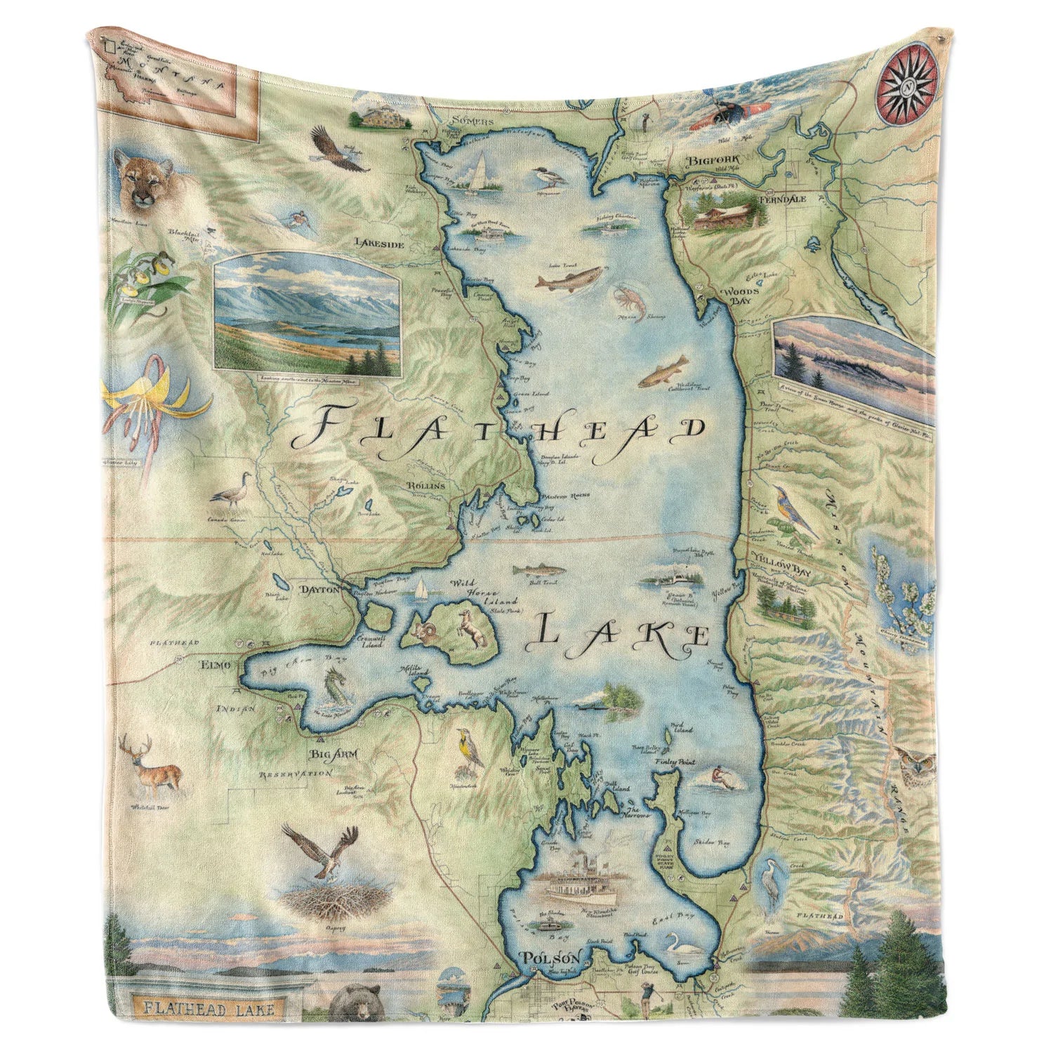 Flathead Lake Fleece Blanket