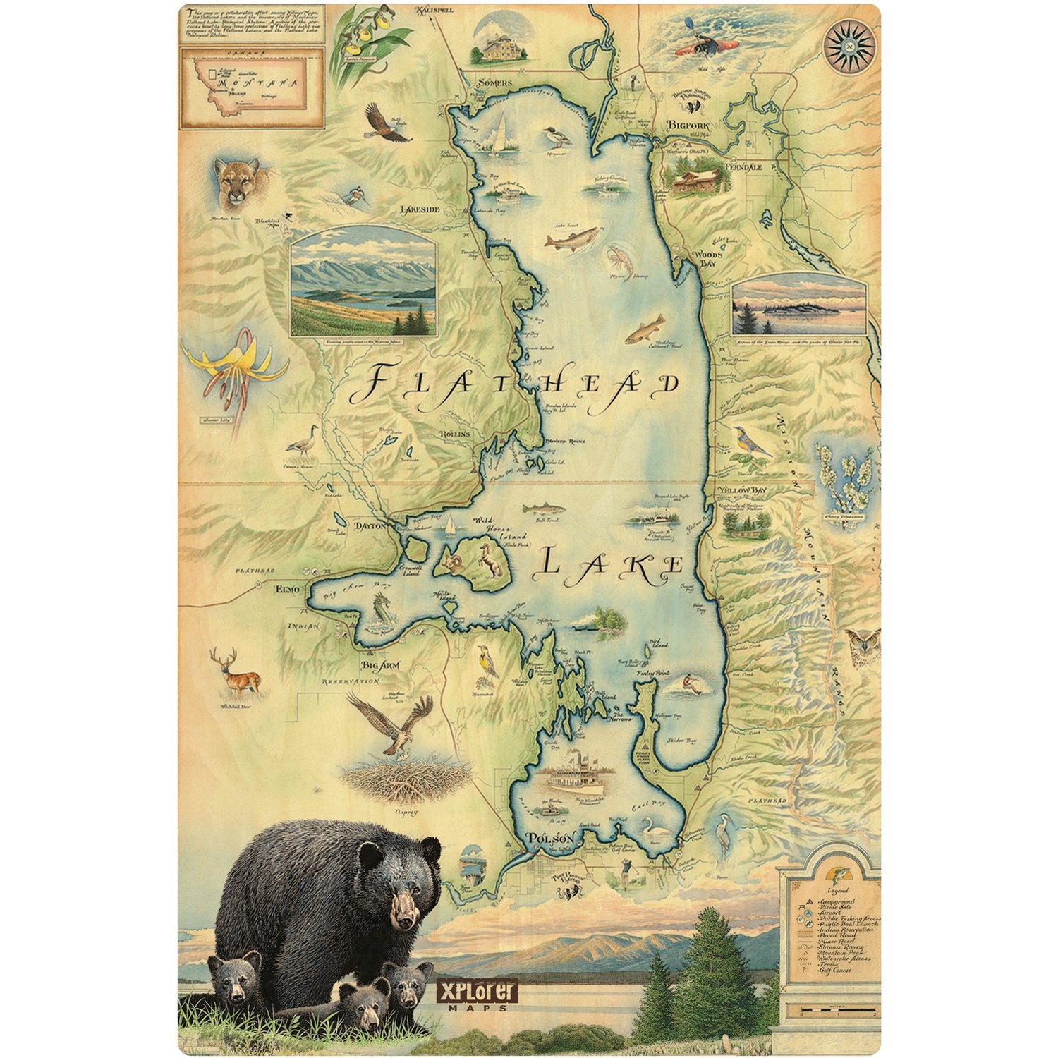 FLATHEAD LAKE WOOD SIGN