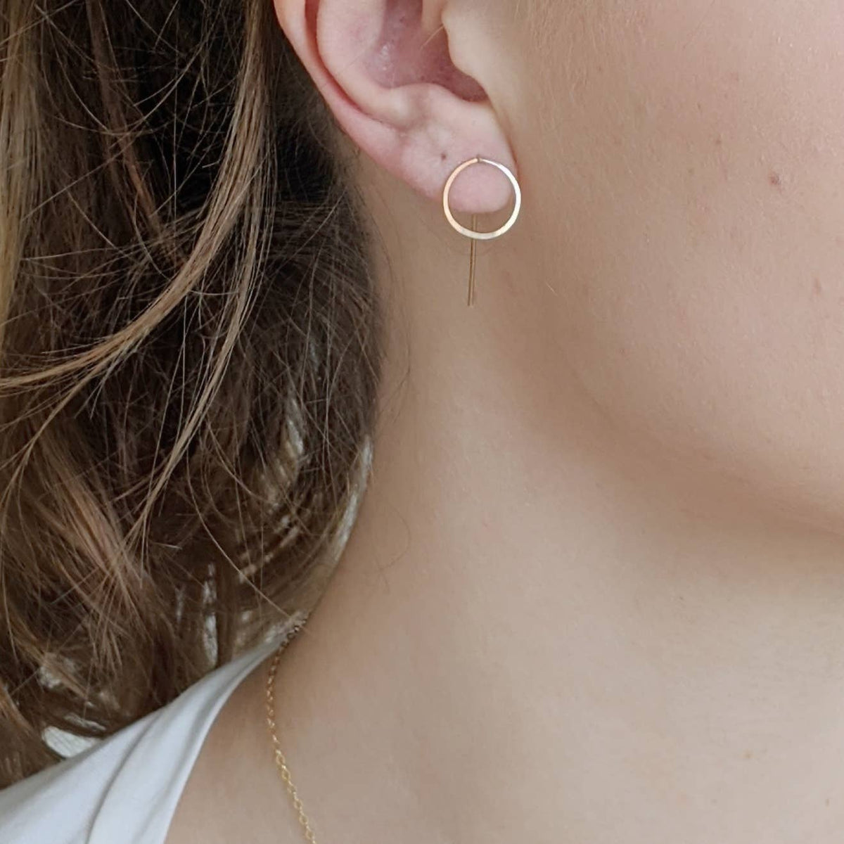 Circle Threader Post Earrings