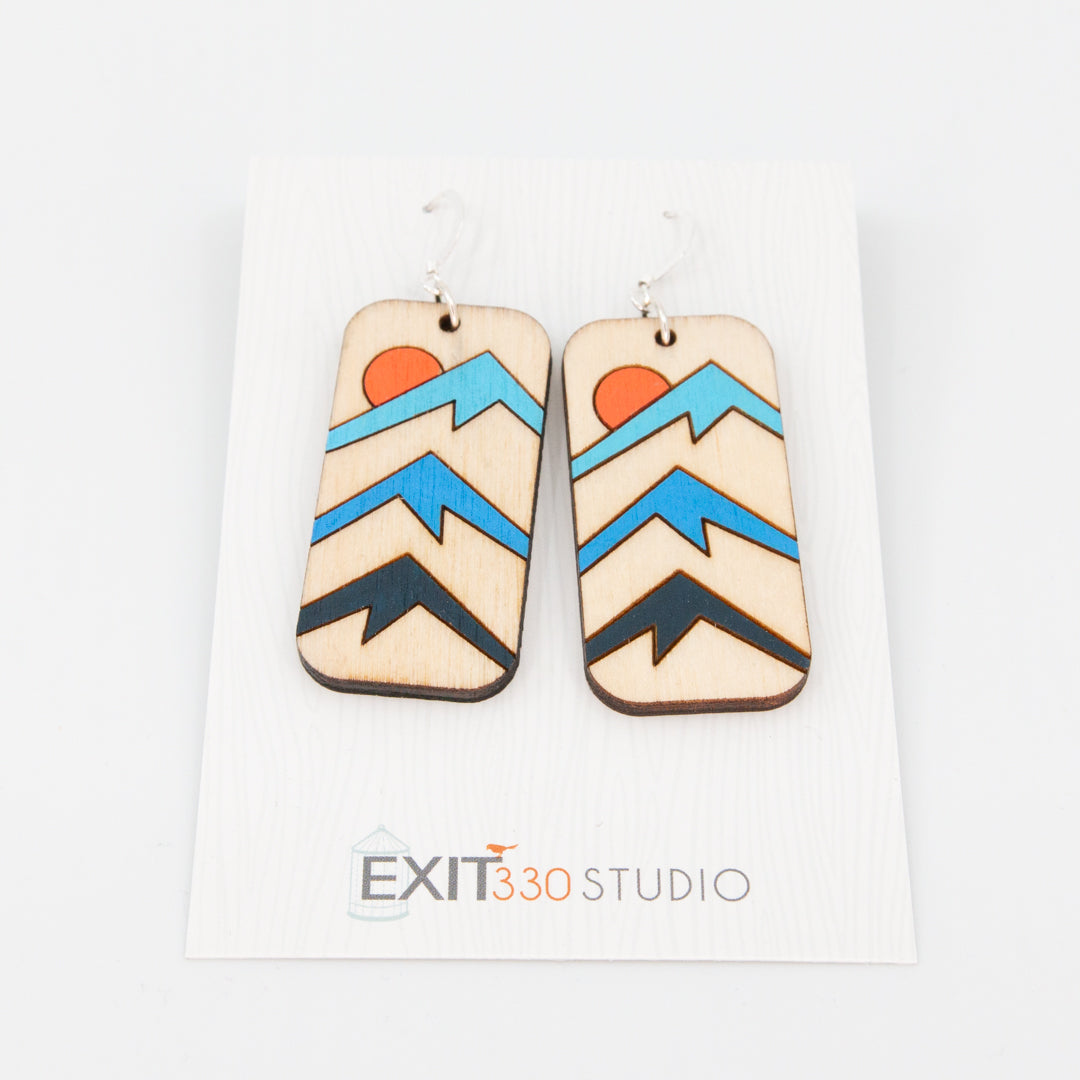 Mountains With Sun Earrings