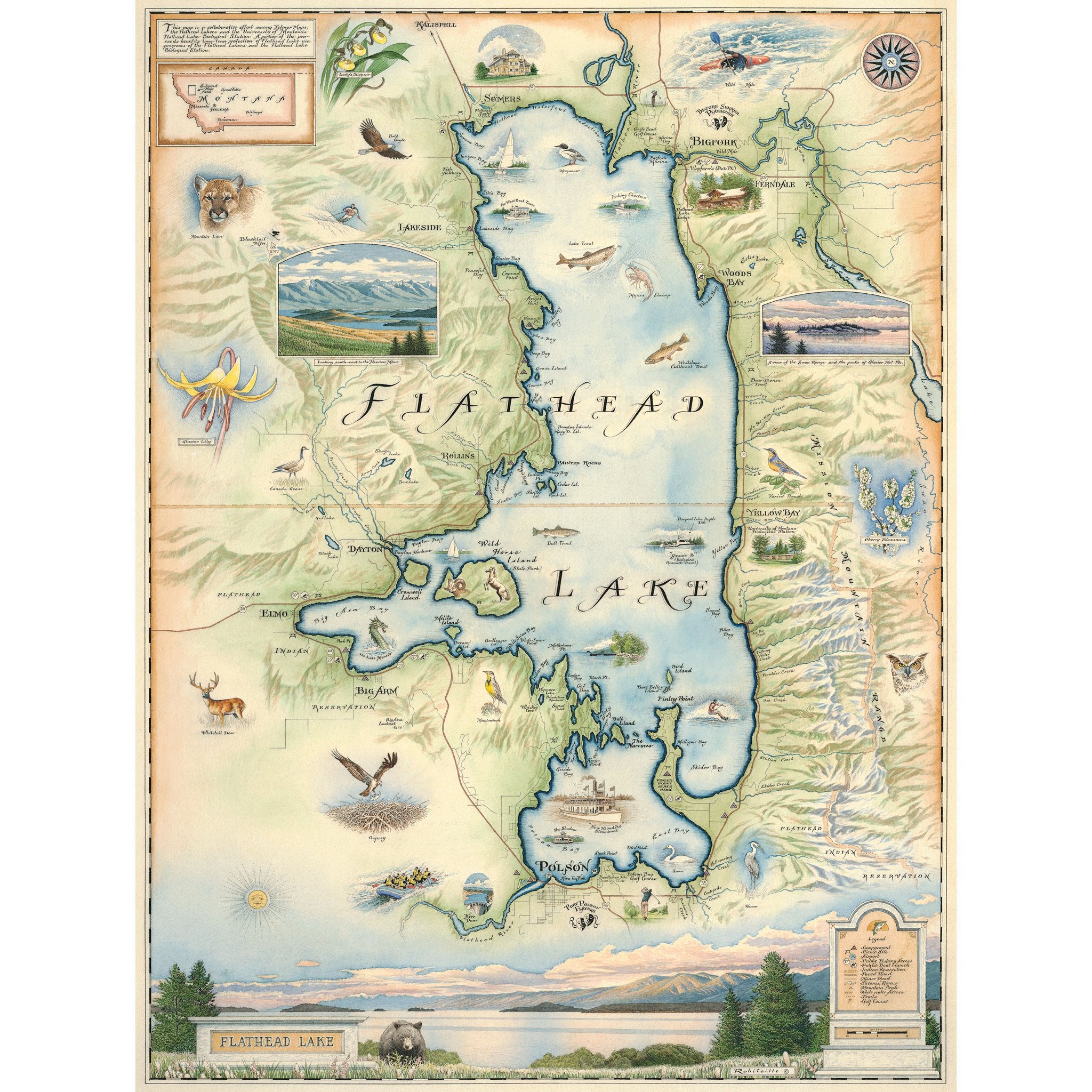 FLATHEAD LAKE MAP - handMADE Montana