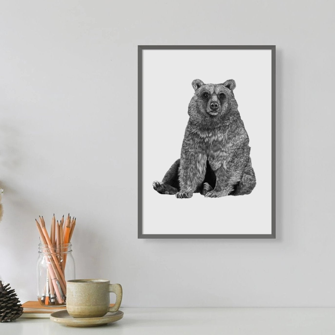 grizzly bear sitting drawing