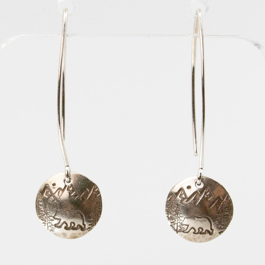Silver Mountain Bear Earrings