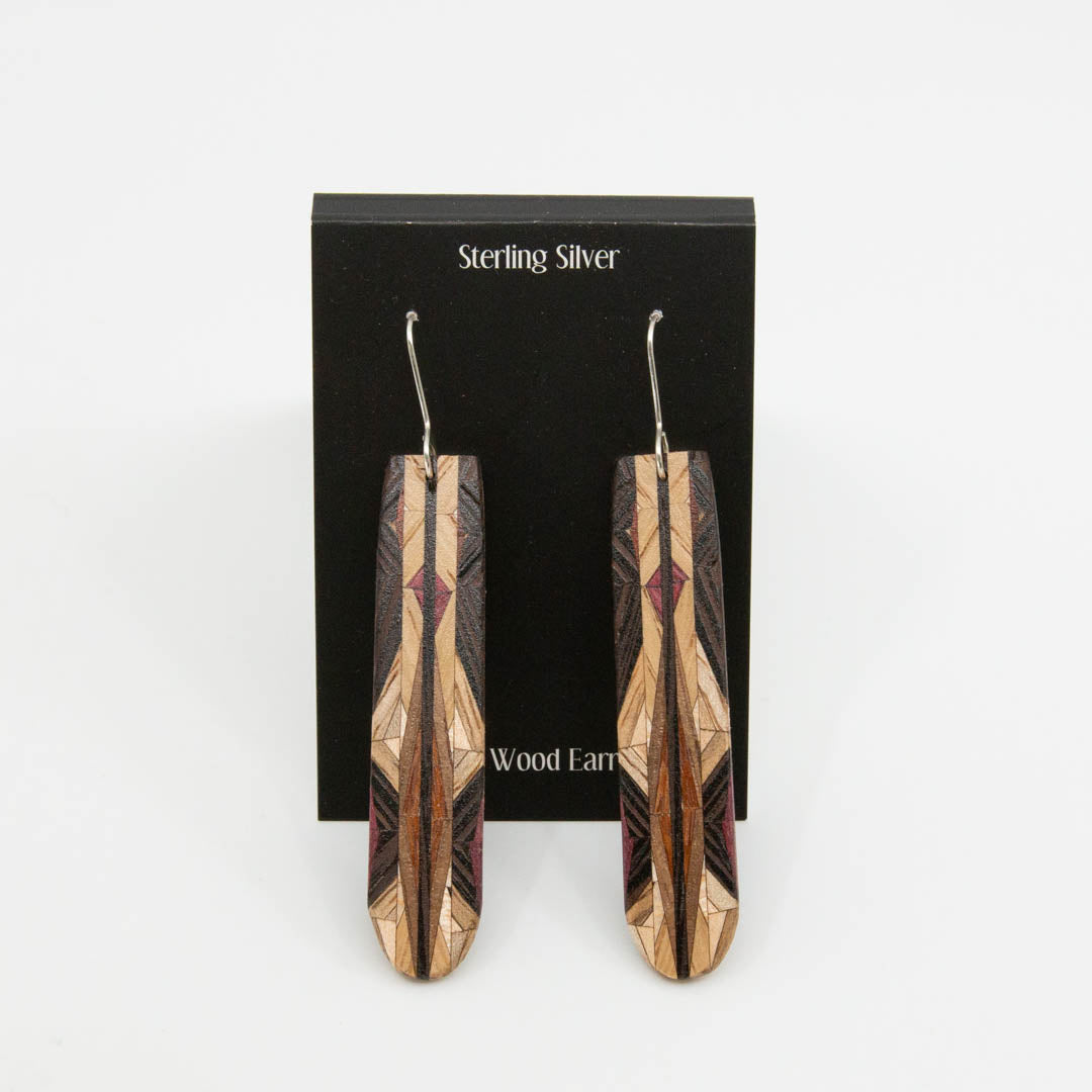 WOODEN LONG EARRINGS